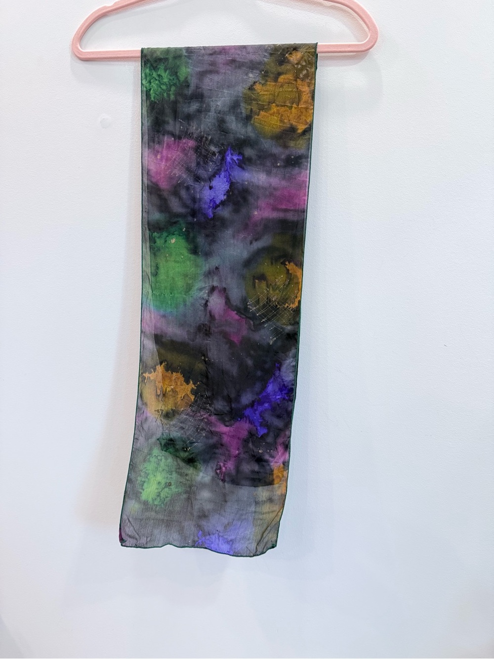 Vintage 90s Watercolor Nebula Sheer Chiffon Scarf Hand Dyed